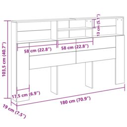 Berkfield Home Headboard Cabinet Black Oak 180x19x103, 5 cm - thumbnail 8
