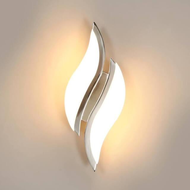 COMELY Indoor Wall Lights, 12W Acrylic Leaf Shaped Wall Lights, Silver - image 1