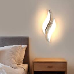 COMELY Indoor Wall Lights, 12W Acrylic Leaf Shaped Wall Lights, Silver - thumbnail 2