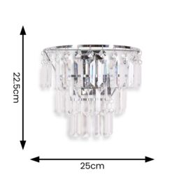 ValueLights Kelsks Pair Chrome with Drops Chandelier Flush Wall Lights & Bulbs in Silver - thumbnail 4