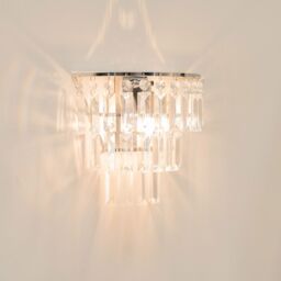 ValueLights Kelsks Pair Chrome with Drops Chandelier Flush Wall Lights & Bulbs in Silver