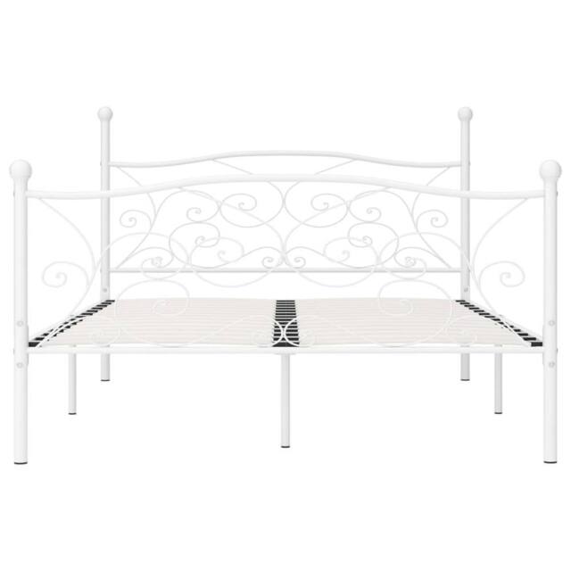 Berkfield Home Elegant Bed Frame with Slatted Base White Metal 120x200 cm - Size: Small Double - image 1