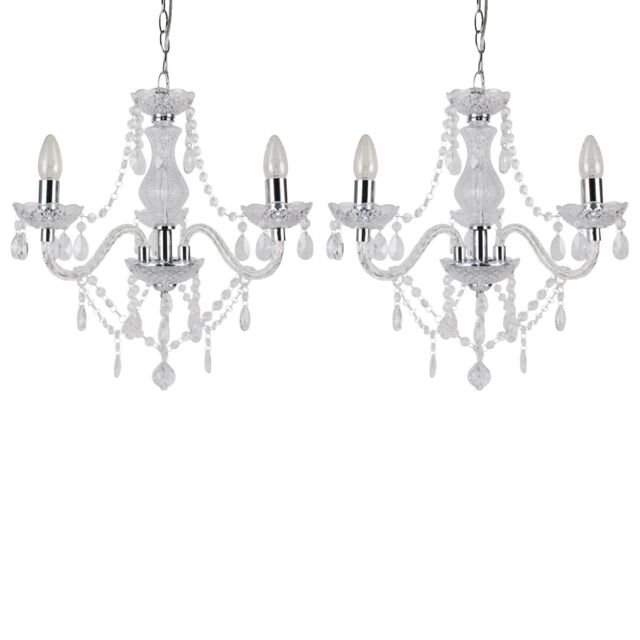First Choice Lighting Set of 2 Clear & Chrome Marie Therese Style 3 x 40W Chandelier - image 1