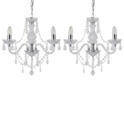 First Choice Lighting Set of 2 Clear & Chrome Marie Therese Style 3 x 40W Chandelier