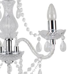 First Choice Lighting Set of 2 Clear & Chrome Marie Therese Style 3 x 40W Chandelier - thumbnail 7