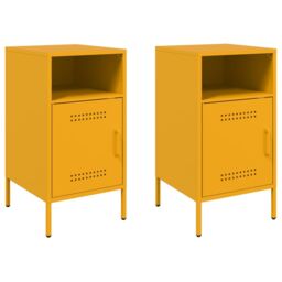 Berkfield Home Bedside Cabinets 2 pcs Mustard Yellow 36x39x68 cm Steel - Size: 36 x 39 x 68 cm - thumbnail 2