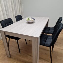 KOSY KOALA Modern Rectangle Dining Table Set With 4 Black Velvet Chairs Dining Room Furniture in Brown - thumbnail 6