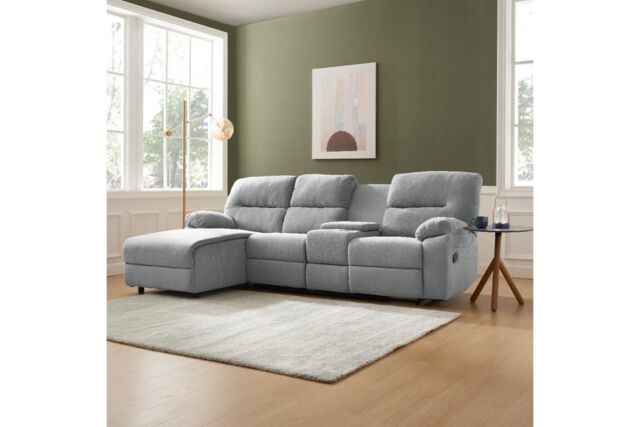 Home Detail Jacob 3 Seater Recliner Sofa With Chaise in Light Grey - image 1