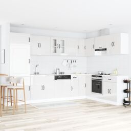 "Berkfield Home Kitchen Cabinet ""Kalmar"" with Double Basins High Gloss White Engineered wood"