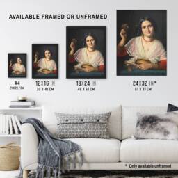 "Artery8 Wilhelm Marstrand Roman Woman in Carnival Costume Wall Art Print - Size: W12"" x H16""" - thumbnail 3
