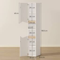 Wyld Haus Rasa Slim Tall Bathroom Storage Cabinet 2 Doors 2 Shelves White in Natural White - thumbnail 4
