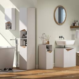 Wyld Haus Rasa Slim Tall Bathroom Storage Cabinet 2 Doors 2 Shelves White in Natural White - thumbnail 8