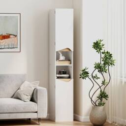Wyld Haus Rasa Slim Tall Bathroom Storage Cabinet 2 Doors 2 Shelves White in Natural White - thumbnail 9
