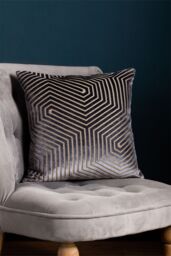 Paoletti Evoke Cut Velvet Cushion in Charcoal - Size: 45 cm x 45 cm - thumbnail 5