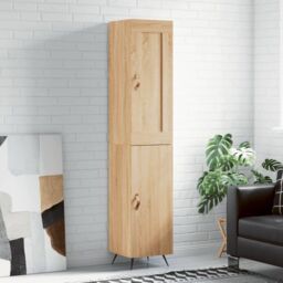 Berkfield Home Highboard Sonoma Oak 34.5x34x180 cm Engineered Wood in Brown - thumbnail 1