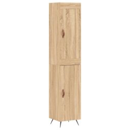 Berkfield Home Highboard Sonoma Oak 34.5x34x180 cm Engineered Wood in Brown - thumbnail 2