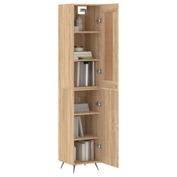 Berkfield Home Highboard Sonoma Oak 34.5x34x180 cm Engineered Wood in Brown - thumbnail 3