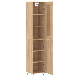 Berkfield Home Highboard Sonoma Oak 34.5x34x180 cm Engineered Wood in Brown - thumbnail 4
