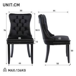 Matteo Modern Black Velvet Dining Chairs - Button Tufted, Set of 4 - thumbnail 7