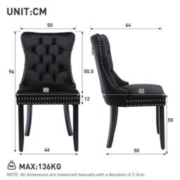 Matteo Modern Black Velvet Dining Chairs - Button Tufted, Set of 4 - thumbnail 8