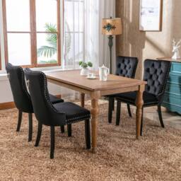 Matteo Modern Black Velvet Dining Chairs - Button Tufted, Set of 4 - thumbnail 4