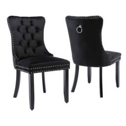Matteo Modern Black Velvet Dining Chairs - Button Tufted, Set of 4 - thumbnail 9