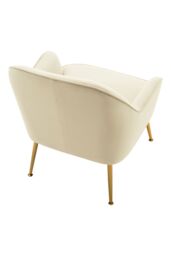 Living and Home Beige Velvet Upholstered Accent Chair Lounge Chair with Gold Plated Feet in White - thumbnail 6