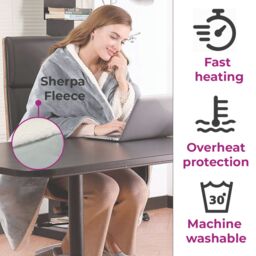 Neo Electric Heated Throw Over Sherpa Blanket - Reversible in Grey - thumbnail 5