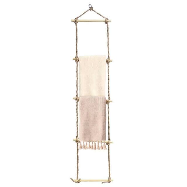 Kelvenix Hanging Rope Ladder with 5 Wooden Rungs in Brown - image 1