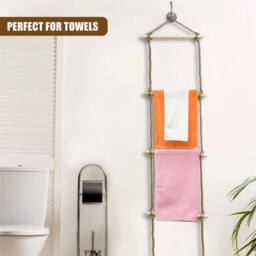 Kelvenix Hanging Rope Ladder with 5 Wooden Rungs in Brown - thumbnail 3