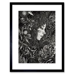 "Artery8 Wall Art Print Nature Goddess Black & White Modern Artwork Framed 9X7 Inch - Size: W7"" x H9""" - thumbnail 1