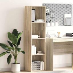 Berkfield Home Decorative Bookcase Sonoma Oak 40x30x152 cm Engineered Wood in Light Tan - Size: 40 x 30 x 152 cm - thumbnail 2