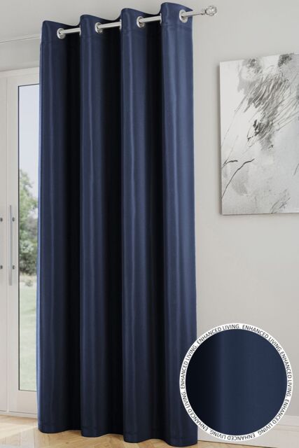 Enhanced Living Plain Supersoft Thermal Room Darkening Eyelet Single Door Curtain in Navy - Size: 168 cm width x 214 cm drop - image 1
