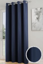 Enhanced Living Plain Supersoft Thermal Room Darkening Eyelet Single Door Curtain in Navy - Size: 168 cm width x 214 cm drop