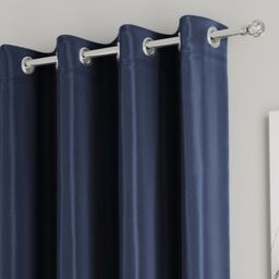 Enhanced Living Plain Supersoft Thermal Room Darkening Eyelet Single Door Curtain in Navy - Size: 168 cm width x 214 cm drop - thumbnail 2