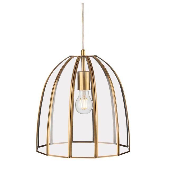 Netlighting Lincoln Pendant Light Antique Brass with Clear Glass in Gold