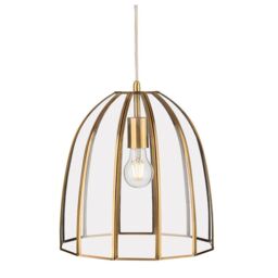 Netlighting Lincoln Pendant Light Antique Brass with Clear Glass in Gold