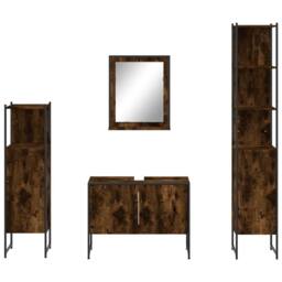 Berkfield Home 4 Piece Bathroom Cabinet Set Smoked Oak Engineered Wood in Brown - thumbnail 6