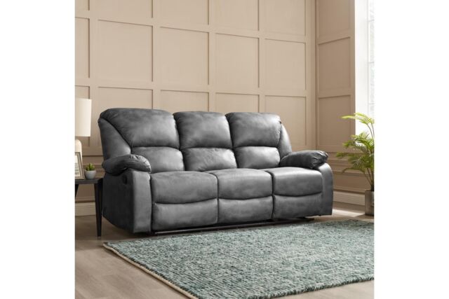Home Detail Enoch 3 Seater Manual Recliner Sofa in Dark Grey - image 1