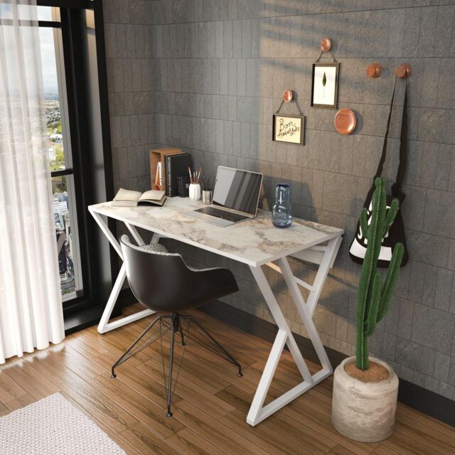 Decorotika Gyza Study & Writing Desk Metal Legs for Office, Study & Home in White - image 1