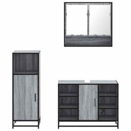 Berkfield Home 3 Piece Bathroom Furniture Set Grey Sonoma Engineered Wood - thumbnail 5
