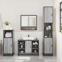 Berkfield Home 3 Piece Bathroom Furniture Set Grey Sonoma Engineered Wood - thumbnail 3