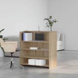 Berkfield Home Reception Desk Sonoma Oak 100x50x103.5 cm Engineered Wood in Light Tan - thumbnail 3
