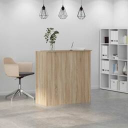 Berkfield Home Reception Desk Sonoma Oak 100x50x103.5 cm Engineered Wood in Light Tan - thumbnail 4