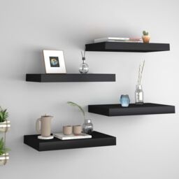 Berkfield Home Floating Wall Shelves 4 pcs Black 40x23x3.8 cm MDF - thumbnail 1