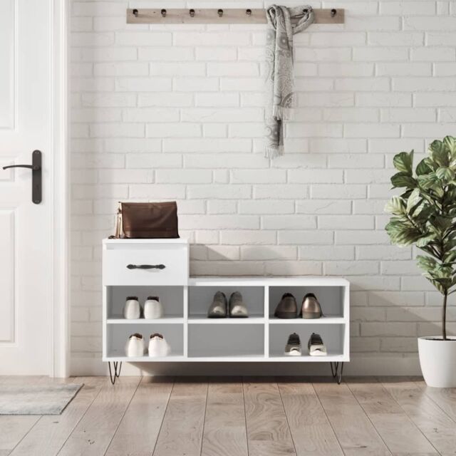 Berkfield Home Shoe Cabinet White 102x36x60 cm Engineered Wood - Size: 102 x 36 x 60 cm - image 1