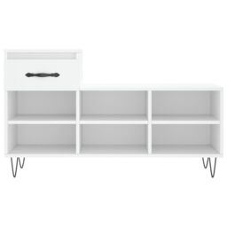 Berkfield Home Shoe Cabinet White 102x36x60 cm Engineered Wood - Size: 102 x 36 x 60 cm - thumbnail 5