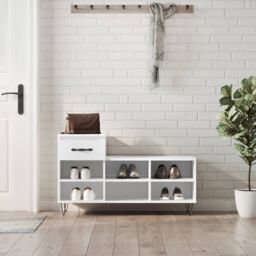 Berkfield Home Shoe Cabinet White 102x36x60 cm Engineered Wood - Size: 102 x 36 x 60 cm