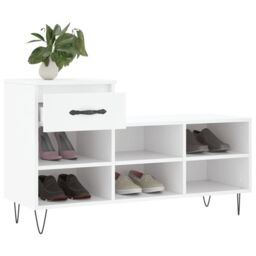 Berkfield Home Shoe Cabinet White 102x36x60 cm Engineered Wood - Size: 102 x 36 x 60 cm - thumbnail 4