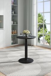 Living and Home Black Round Coffee Table with Metal Base - thumbnail 3